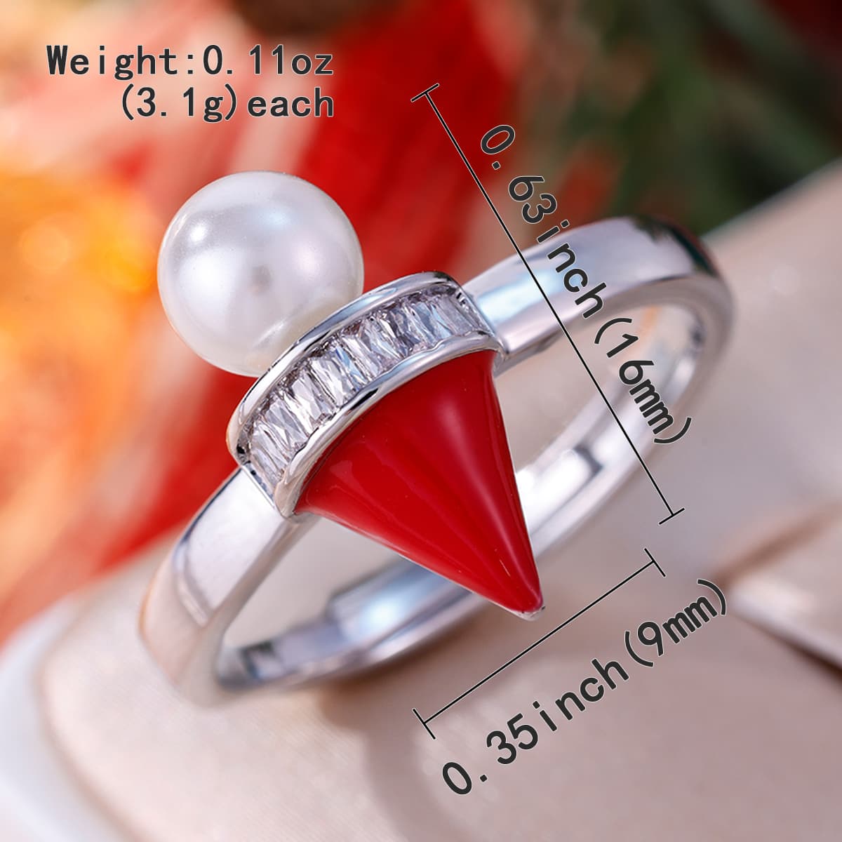 Unisex Light Luxury Enamel Trapezoid Zirconia Open Ring